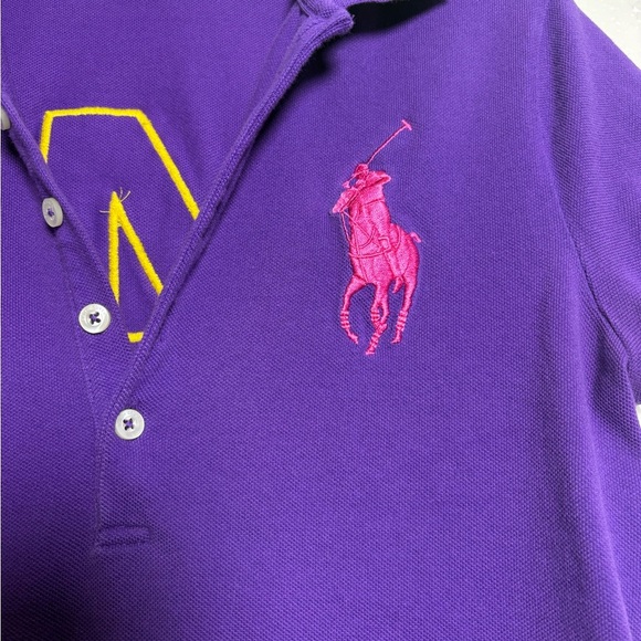 Polo Ralph Lauren The Skinny Polo Shirt in Purple w Large Pink Pony Logo, # 4. - Picture 2 of 11